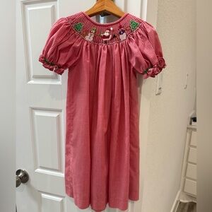 Red Gingham Smocked Christmas Dress